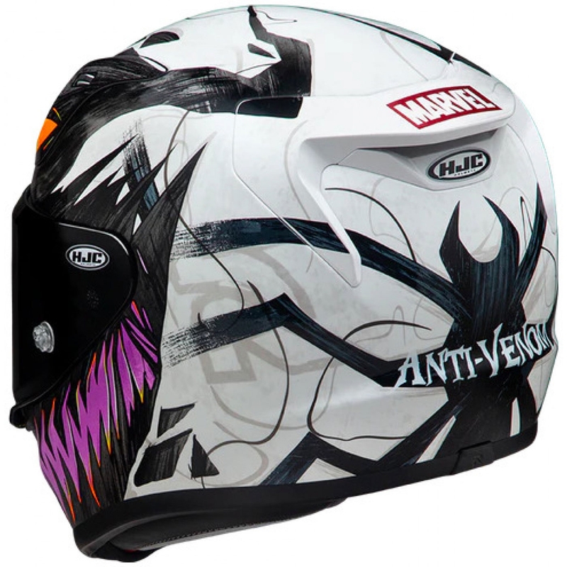 Pilna motocikla ķivere HJC RPHA 12 Anti Venom 2 Marvel MC8 melna-balta-violeta