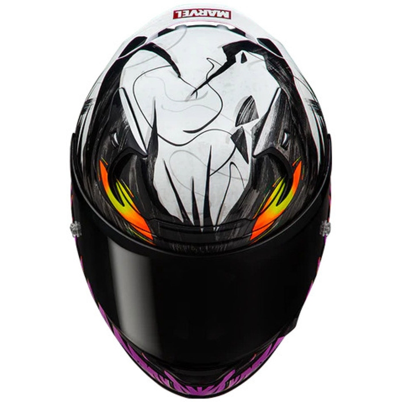 Pilna motocikla ķivere HJC RPHA 12 Anti Venom 2 Marvel MC8 melna-balta-violeta