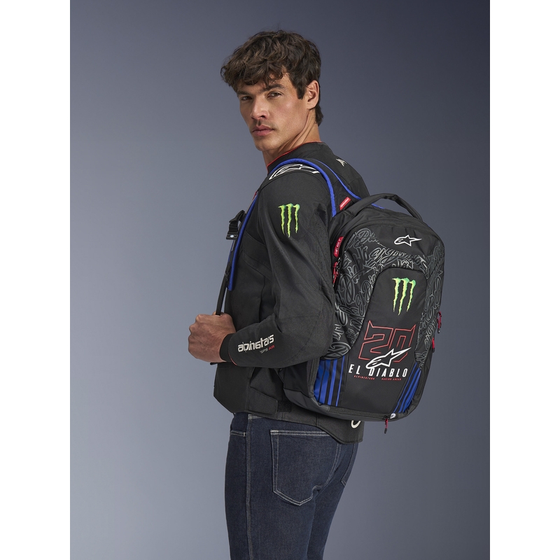 Alpinestars City Hunter V2 FQ20 Monster Collection mugursoma melna-fluorescējoši sarkana-zila-zaļa 22 L