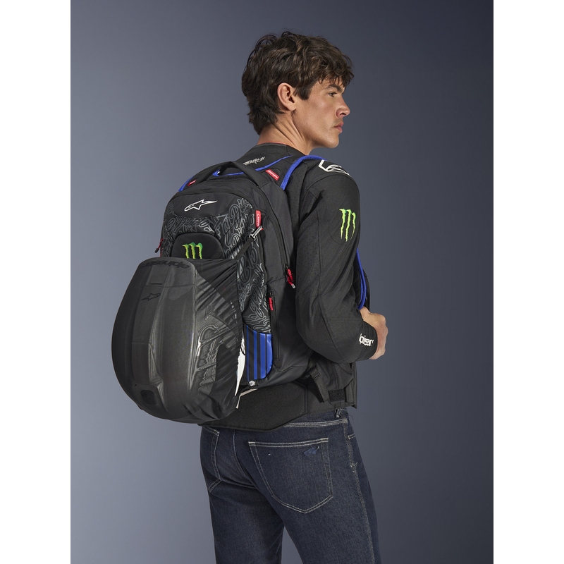 Alpinestars City Hunter V2 FQ20 Monster Collection mugursoma melna-fluorescējoši sarkana-zila-zaļa 22 L