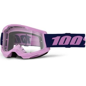 Motokrosa brilles 100% STRATA 2 NEW violetas ar caurspīdīgu pleksiglasu