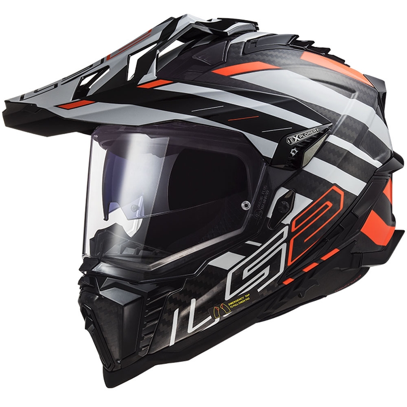 Enduro ķivere LS2 MX701 Explorer C Edge 06 melns-pelēks-fluo oranžs