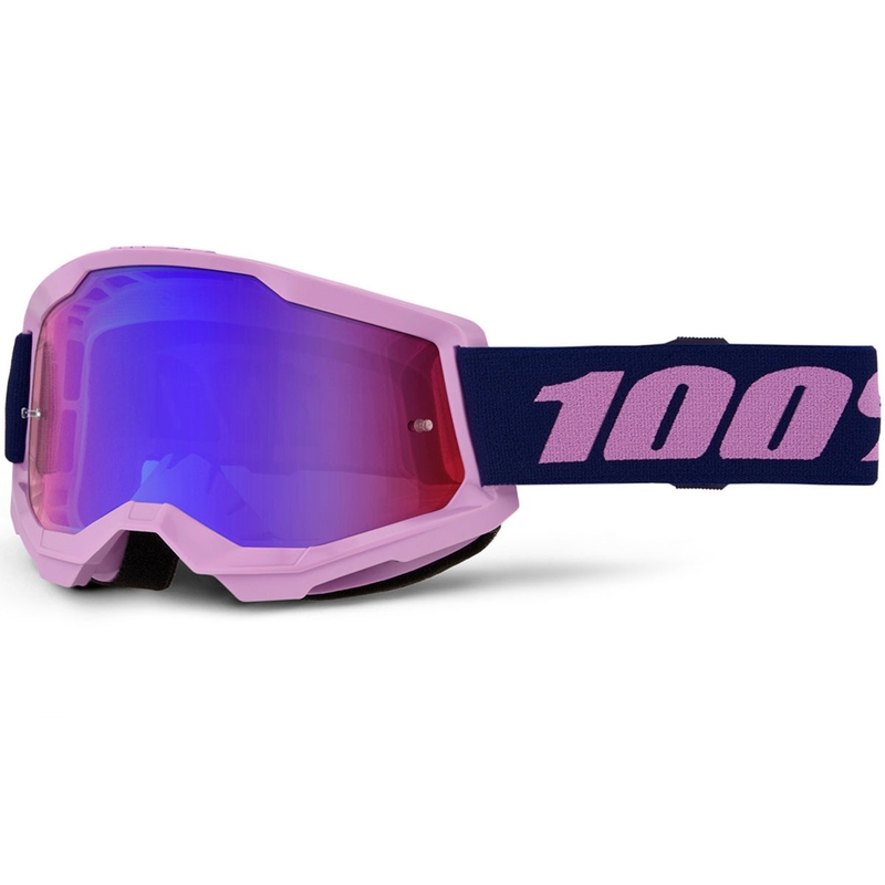 Motokrosa brilles 100% STRATA 2 NEW violetas ar sarkanzilu pleksiglasu