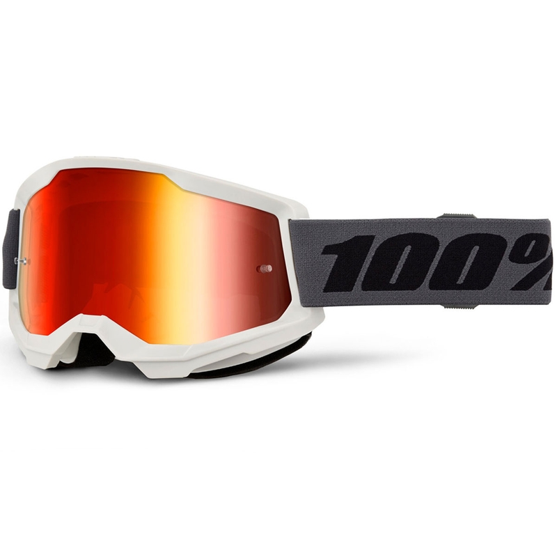 Motokrosa brilles 100% STRATA 2 NEW pelēkas ar sarkanu pleksiglasu