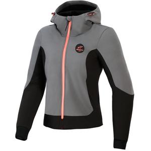 Alpinestars Stella Radium Tech sieviešu motocikla jaka ar kapuci, tumši pelēka-melna-rozā