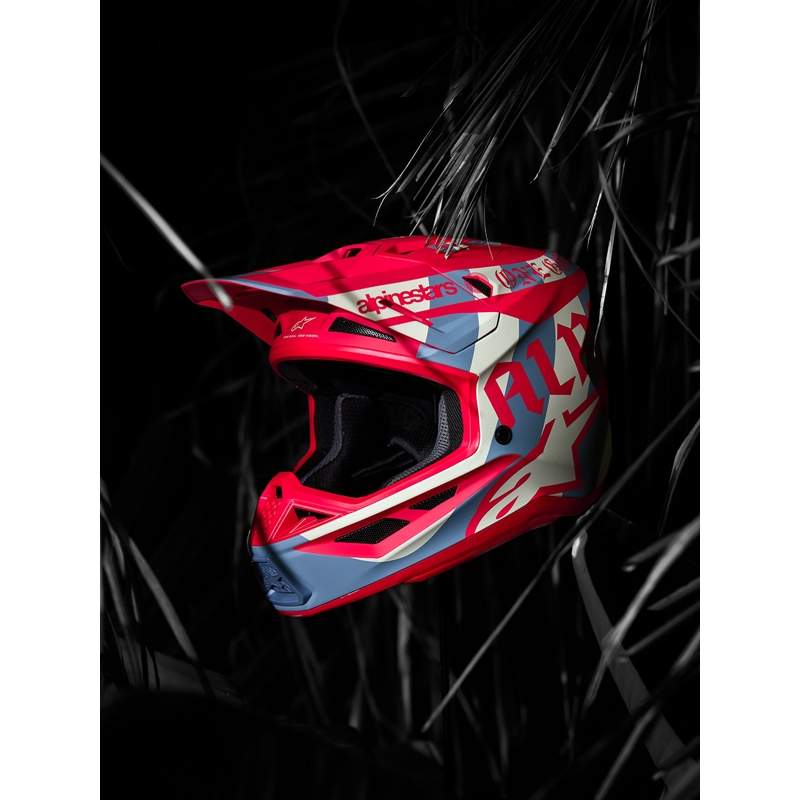 Alpinestars Supertech S-M7 ierobežotā izdevuma Beast Coast motokrosa ķivere pelēka-melna-oranža