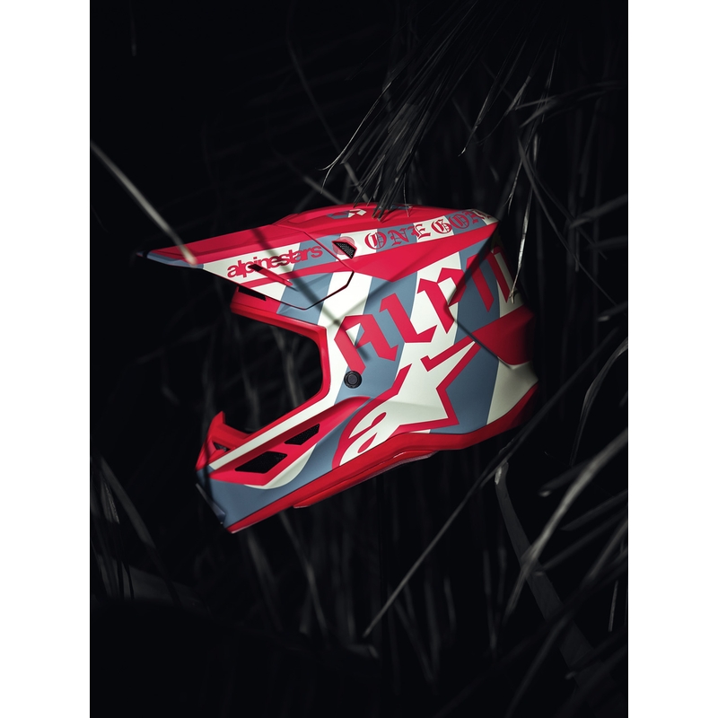 Alpinestars Supertech S-M7 ierobežotā izdevuma Beast Coast motokrosa ķivere pelēka-melna-oranža