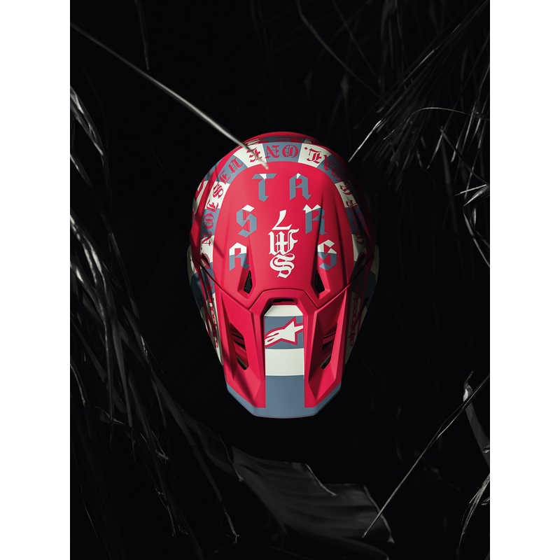 Alpinestars Supertech S-M7 ierobežotā izdevuma Beast Coast motokrosa ķivere pelēka-melna-oranža