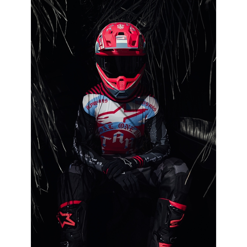 Alpinestars Supertech S-M7 ierobežotā izdevuma Beast Coast motokrosa ķivere pelēka-melna-oranža