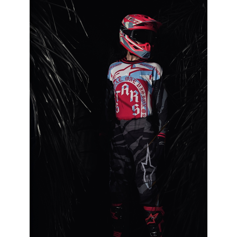 Alpinestars Supertech S-M7 ierobežotā izdevuma Beast Coast motokrosa ķivere pelēka-melna-oranža