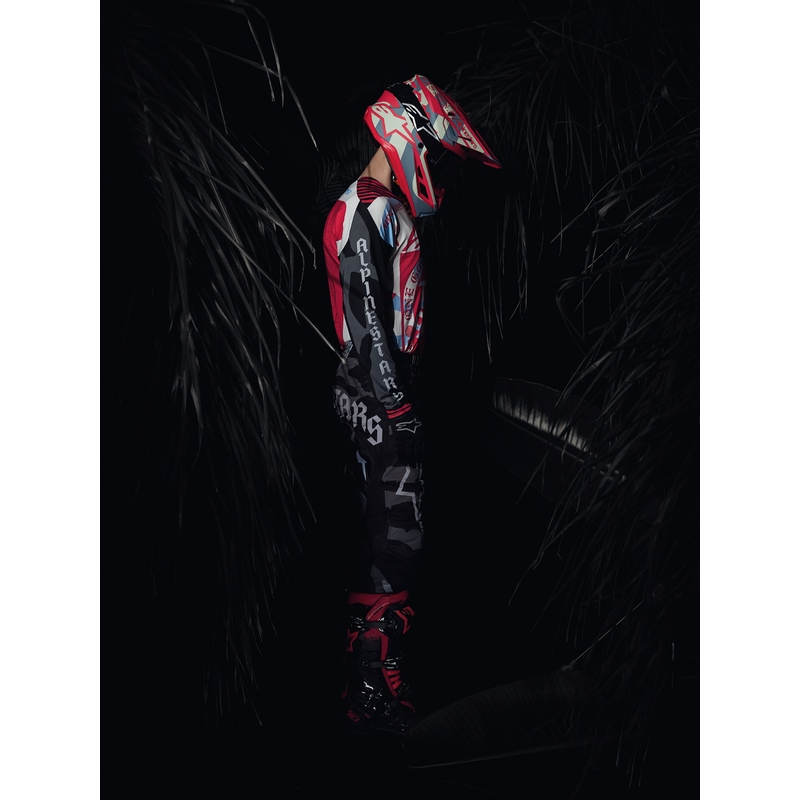 Alpinestars Supertech S-M7 ierobežotā izdevuma Beast Coast motokrosa ķivere pelēka-melna-oranža