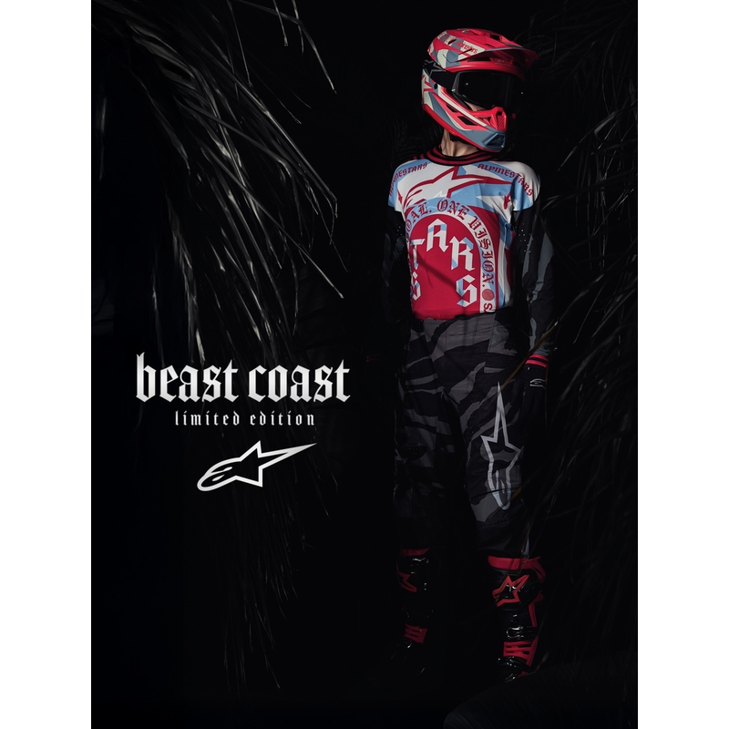 Alpinestars Supertech S-M7 ierobežotā izdevuma Beast Coast motokrosa ķivere pelēka-melna-oranža
