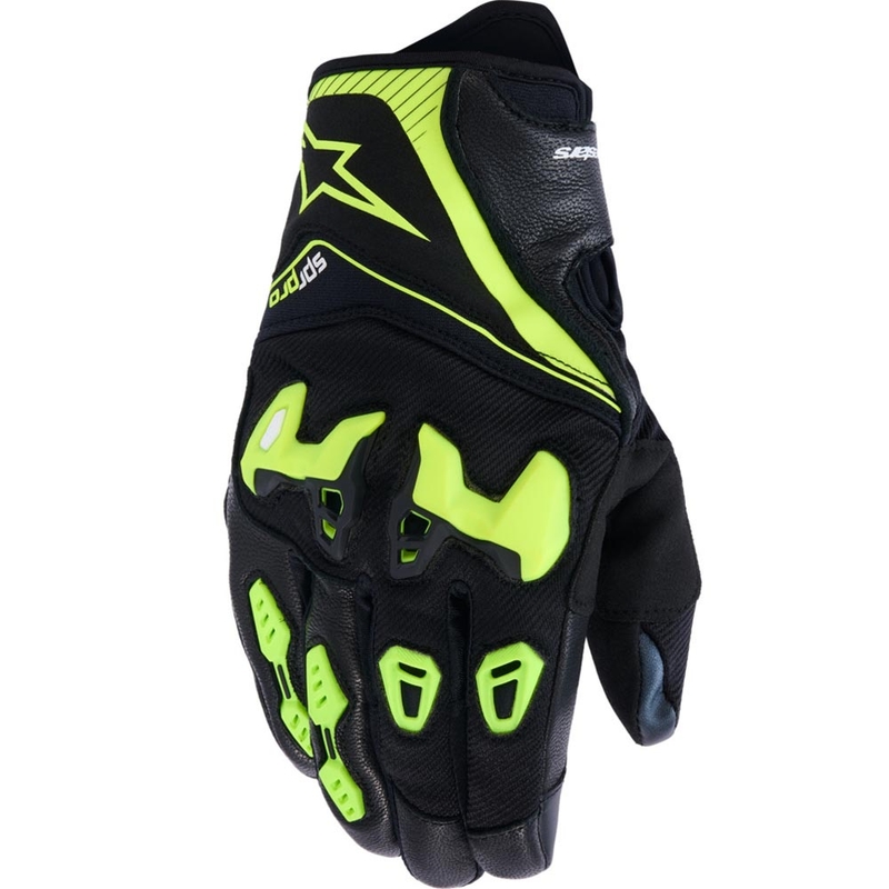 Alpinestars SP-R PRO motocikla cimdi melni-fluorēti dzelteni