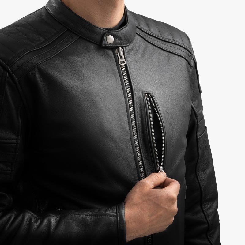 Ozone Colt ādas motocikla jaka, melna