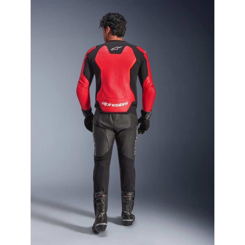 Alpinestars GP Force V2 Airflow ādas motocikla jaka, fluorescējoši sarkana-melna-balta