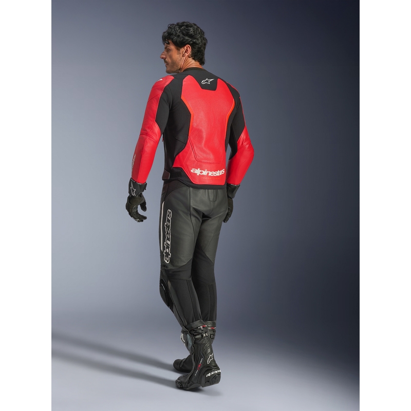 Alpinestars GP Force V2 Airflow ādas motocikla jaka, fluorescējoši sarkana-melna-balta