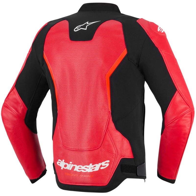 Alpinestars GP Force V2 Airflow ādas motocikla jaka, fluorescējoši sarkana-melna-balta