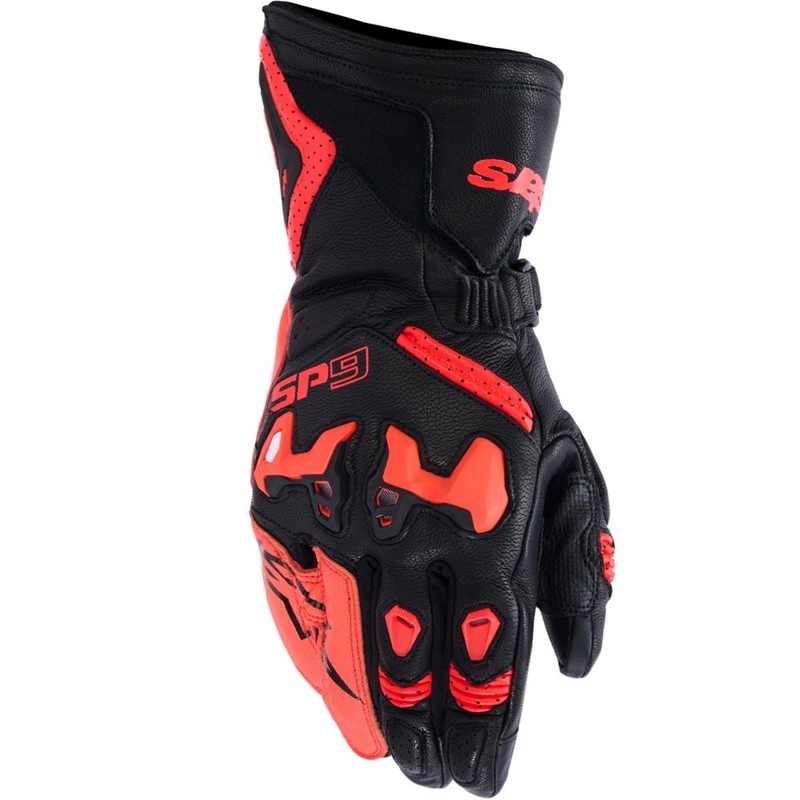 Alpinestars SP-9 motocikla cimdi melni-fluorescējoši sarkani