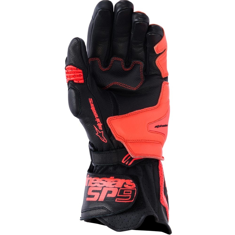 Alpinestars SP-9 motocikla cimdi melni-fluorescējoši sarkani
