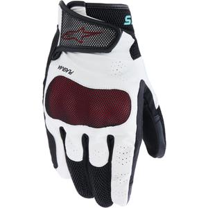 Alpinestars Stella Mogress Airflow sieviešu motocikla cimdi balti-melni-tirkīza krāsā