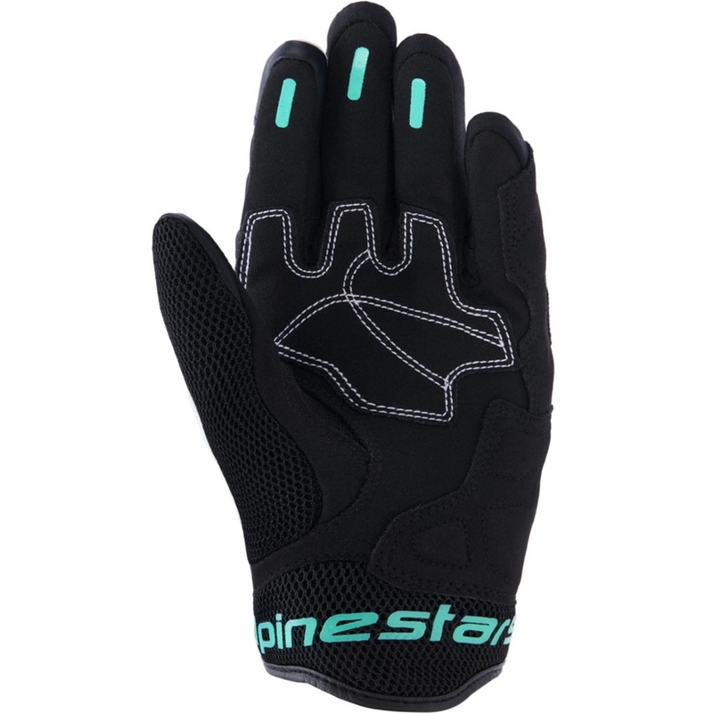 Alpinestars Stella Mogress Airflow sieviešu motocikla cimdi balti-melni-tirkīza krāsā