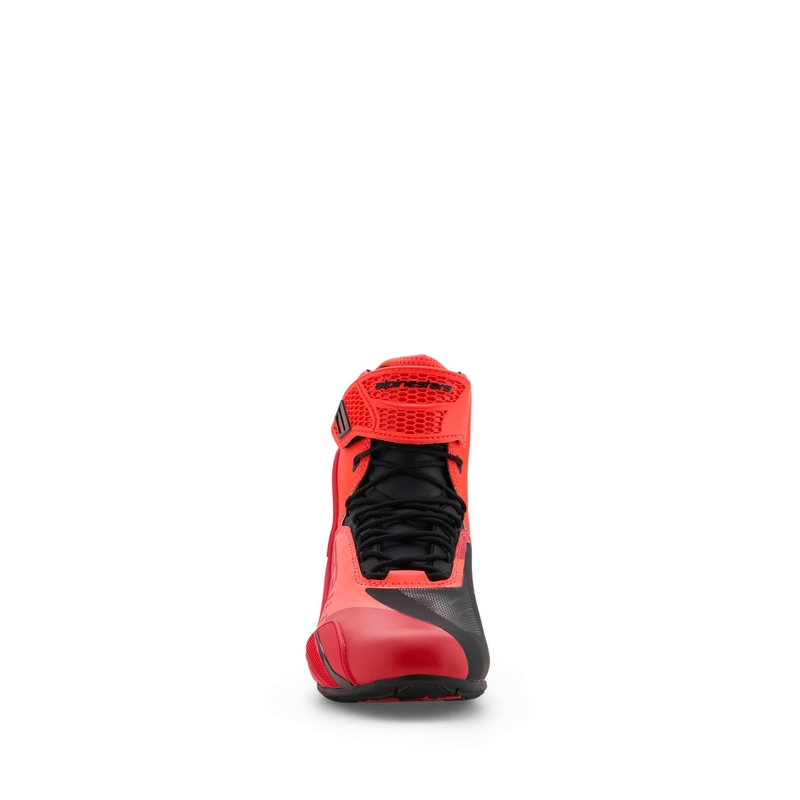 Alpinestars Faster-4 MM93 motociklu zābaki, fluorescējoša kolekcija, sarkani-sarkani-melni