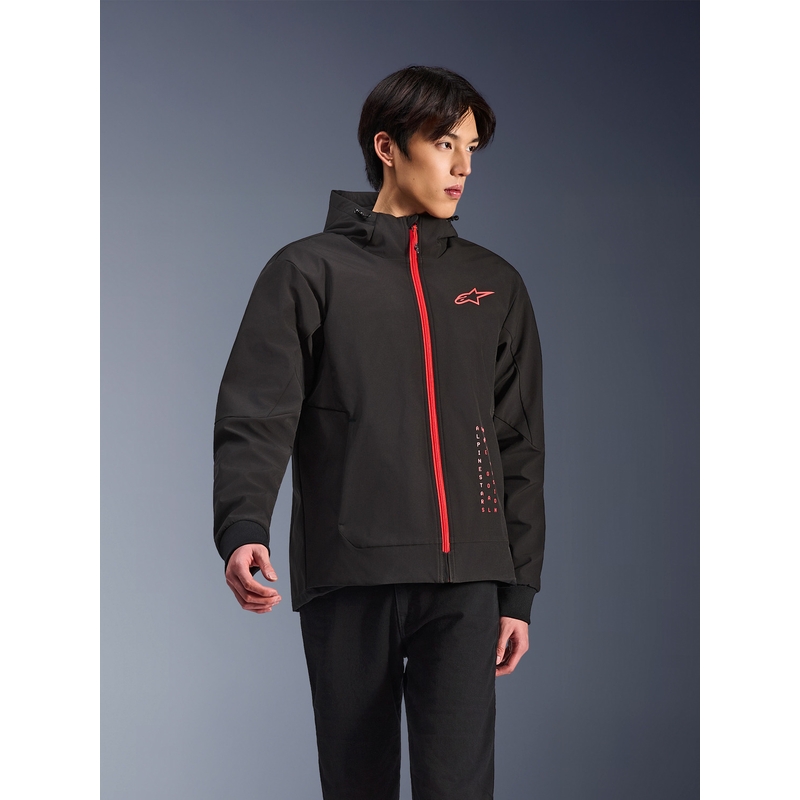 Alpinestars RADIUM TECH HOODIE motocikla sporta krekls melns-sarkans