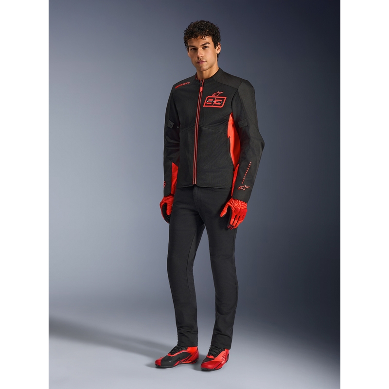 Alpinestars C-1 AIR MM93 motocikla jaka, fluorescējoša kolekcija, sarkana-sarkana-melna
