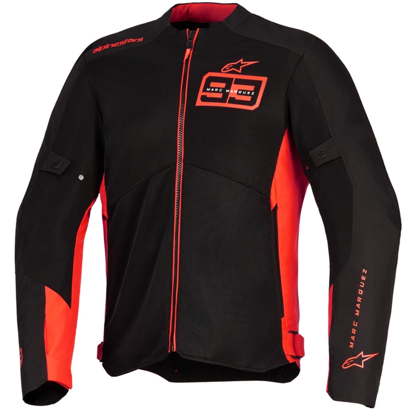 Alpinestars C-1 AIR MM93 motocikla jaka, fluorescējoša kolekcija, sarkana-sarkana-melna