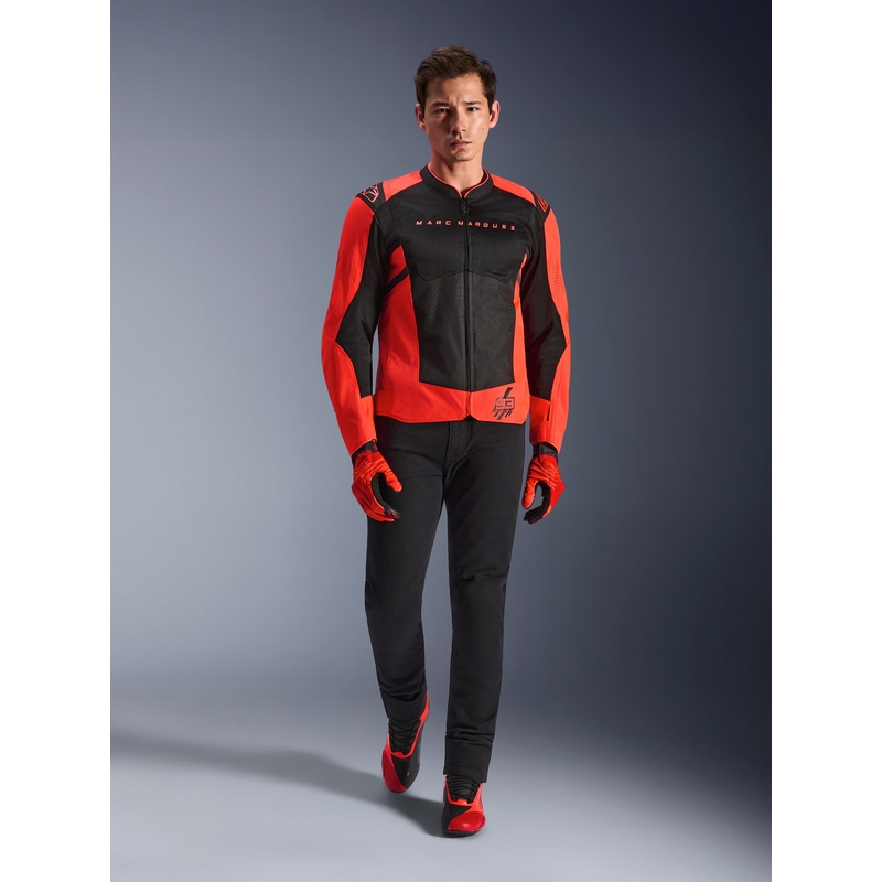 Alpinestars T-SPS Air V2 MM93 motocikla jaka, fluorescējoša kolekcija, sarkana-melna
