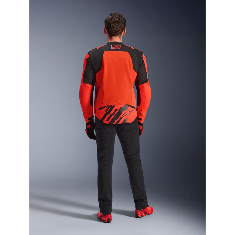 Alpinestars T-SPS Air V2 MM93 motocikla jaka, fluorescējoša kolekcija, sarkana-melna