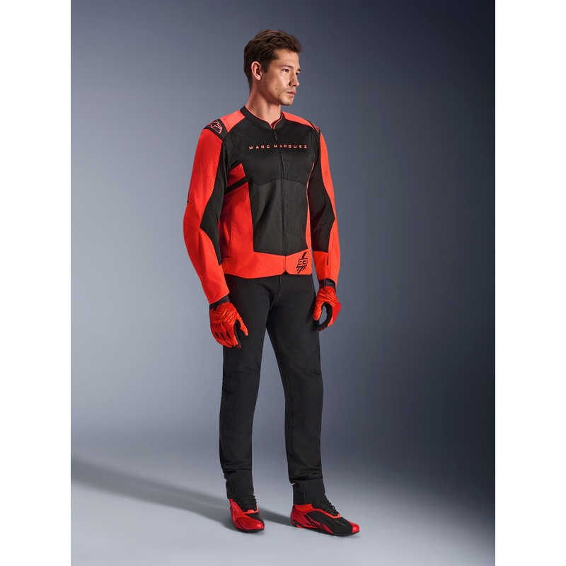 Alpinestars T-SPS Air V2 MM93 motocikla jaka, fluorescējoša kolekcija, sarkana-melna