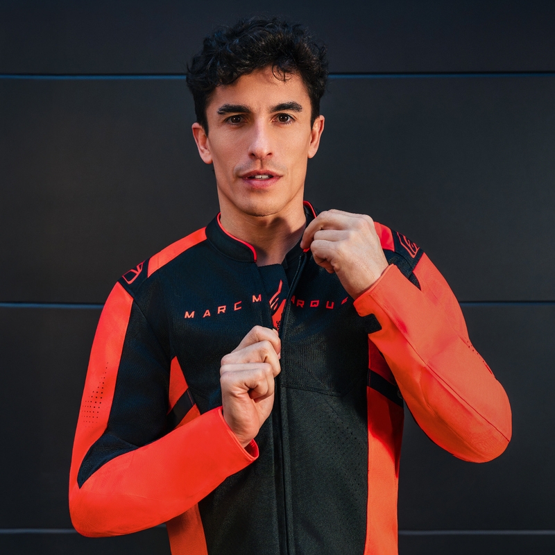 Alpinestars T-SPS Air V2 MM93 motocikla jaka, fluorescējoša kolekcija, sarkana-melna