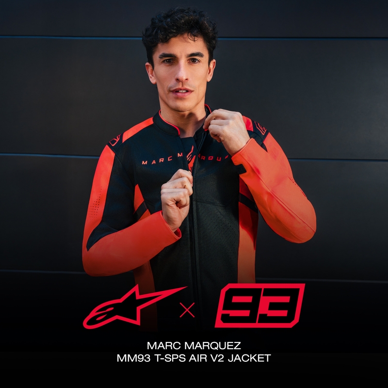Alpinestars T-SPS Air V2 MM93 motocikla jaka, fluorescējoša kolekcija, sarkana-melna