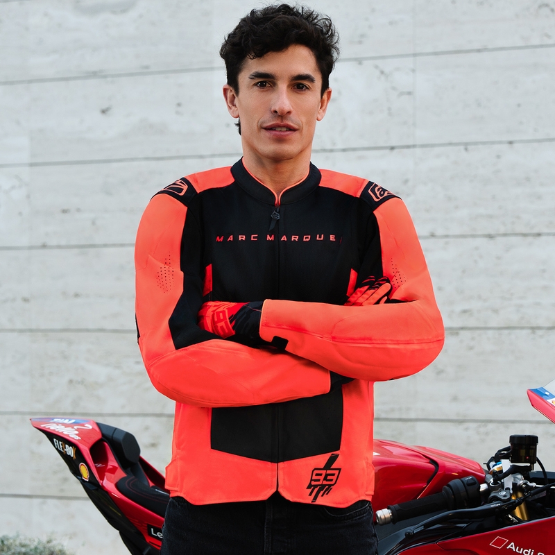 Alpinestars T-SPS Air V2 MM93 motocikla jaka, fluorescējoša kolekcija, sarkana-melna