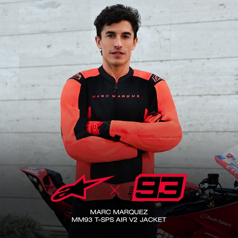 Alpinestars T-SPS Air V2 MM93 motocikla jaka, fluorescējoša kolekcija, sarkana-melna