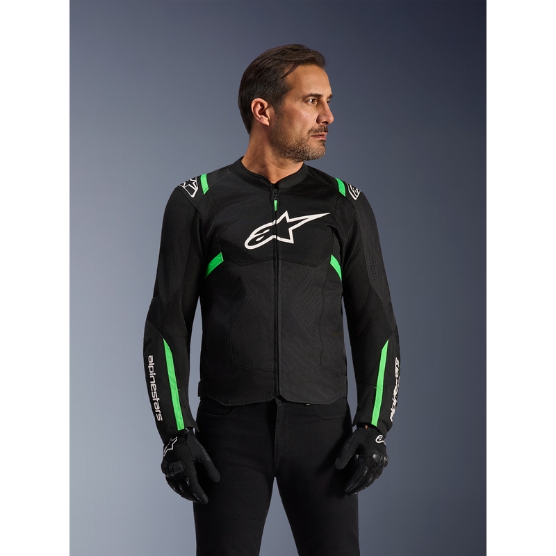 Alpinestars T-SPS Air V2 motocikla jaka melna-fluo zaļa