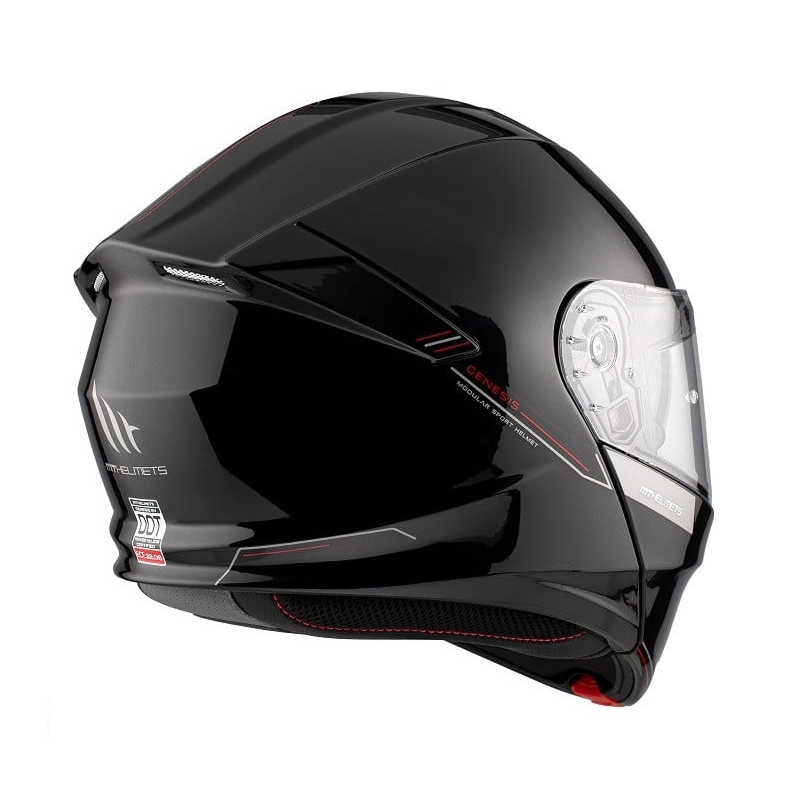 MT Genesis SV Solid A1 melna spīdīga spīdīga moto ķivere ar paceltu galvu uz augšu - II. kvalitāte