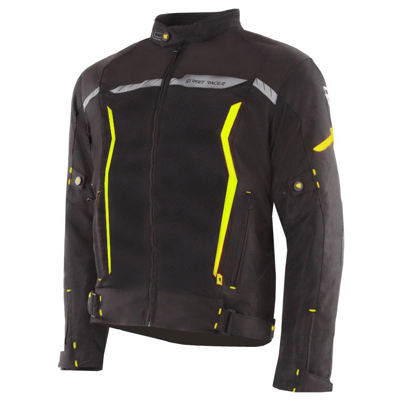 Street Racer Flex Air melni-fluo dzeltena motocikla jaka - II. kvalitāte