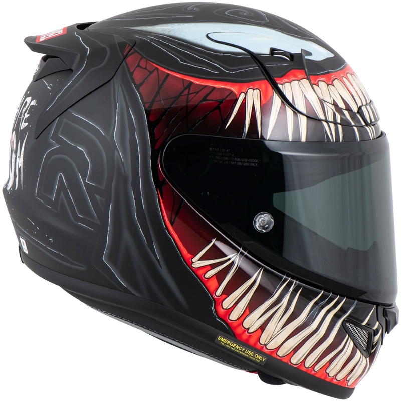 HJC RPHA 12 Venom 3 Marvel motocikla ķivere, pilna sejas aizsardzība, melna-sarkana