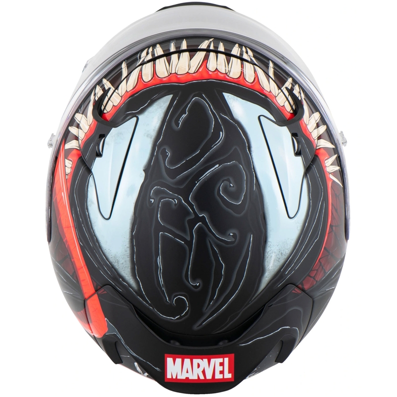 HJC RPHA 12 Venom 3 Marvel motocikla ķivere, pilna sejas aizsardzība, melna-sarkana