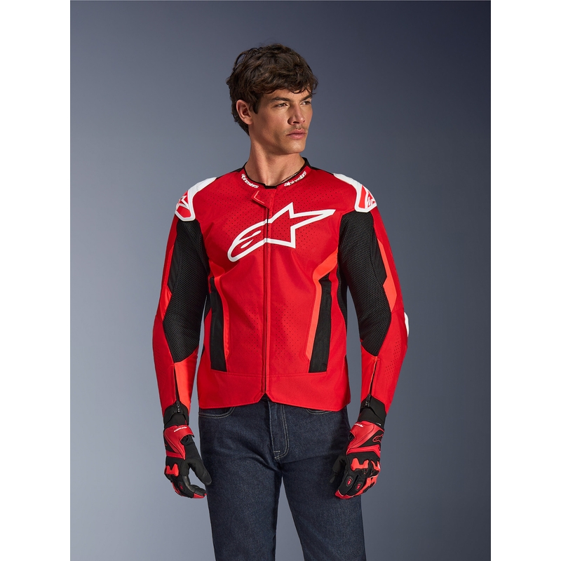 Alpinestars T-GP Air motocikla jaka sarkana-fluorescēta-sarkana-balta-melna