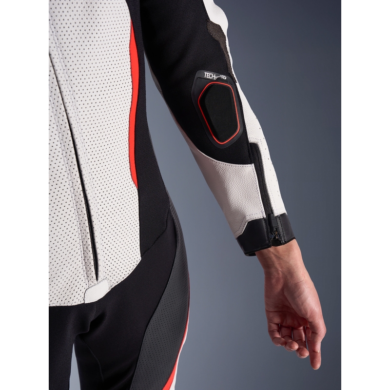 Sieviešu ādas motocikla kombinezons Alpinestars Stella GP-R7 balts-fluorescējošs sarkans-melns