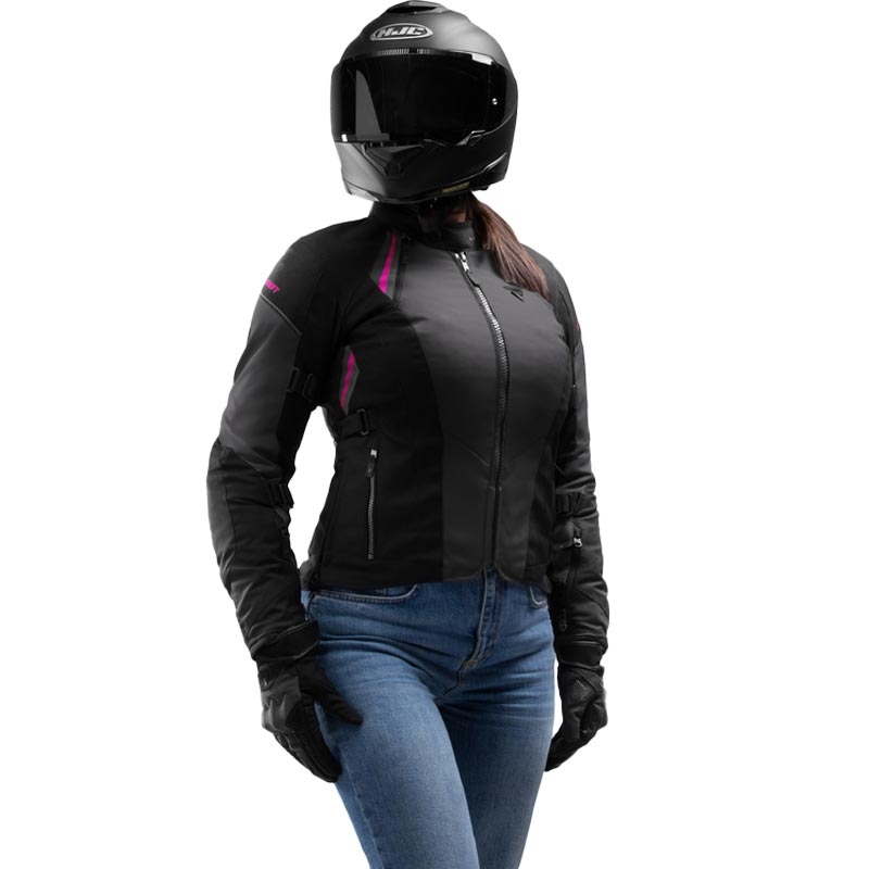 Sieviešu motocikla jaka Rebelhorn Swift melna-pelēka-rozā
