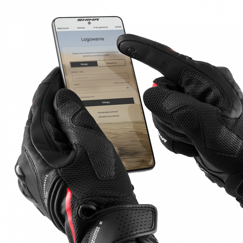 Shima Spark 3.0 motocikla cimdi melni-sarkani