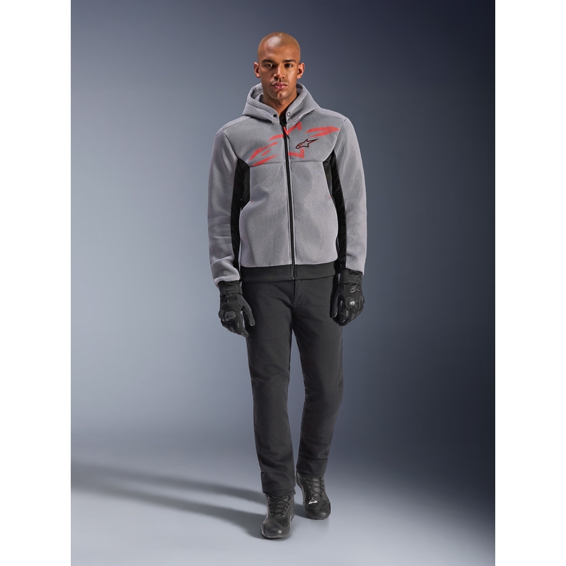 Alpinestars Chrome Superairflow motocikla sporta krekls melns-gaiši pelēks-fluorescējoši sarkans