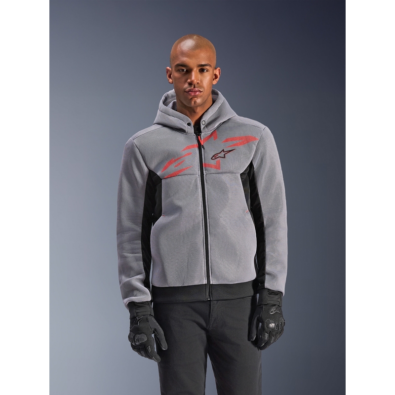 Alpinestars Chrome Superairflow motocikla sporta krekls melns-gaiši pelēks-fluorescējoši sarkans