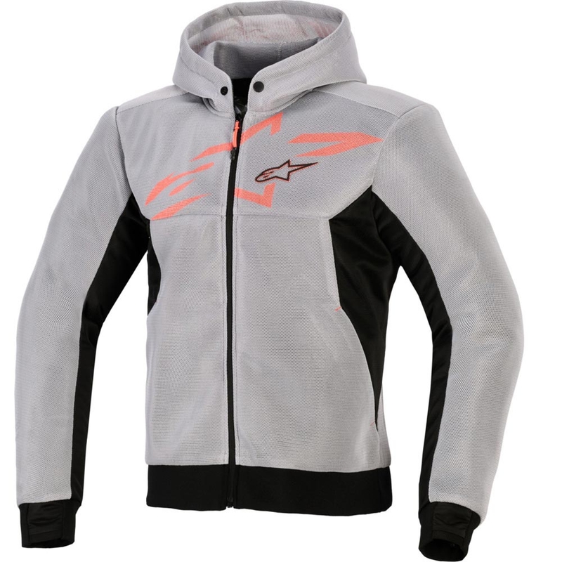 Alpinestars Chrome Superairflow motocikla sporta krekls melns-gaiši pelēks-fluorescējoši sarkans