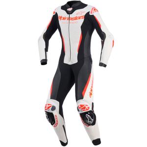 Sieviešu ādas motocikla kombinezons Alpinestars Stella GP-R7 balts-fluorescējošs sarkans-melns