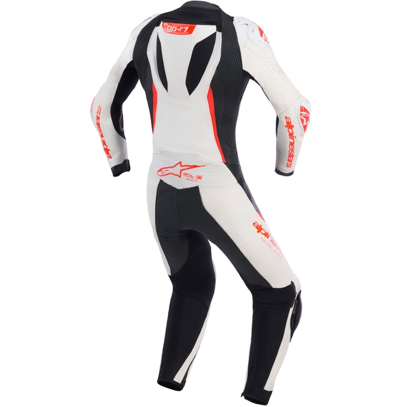 Sieviešu ādas motocikla kombinezons Alpinestars Stella GP-R7 balts-fluorescējošs sarkans-melns
